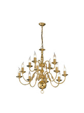 Franklite, Delft 21Lt Chandelier. Polished Brass